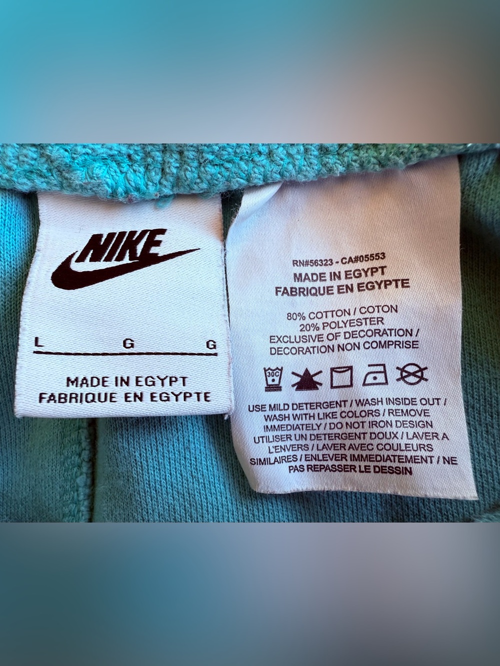 Nike Swoosh French Terry Shorts Blue Green Birds of Paradise DQ3486‑392 Size L - Picture 7 of 8